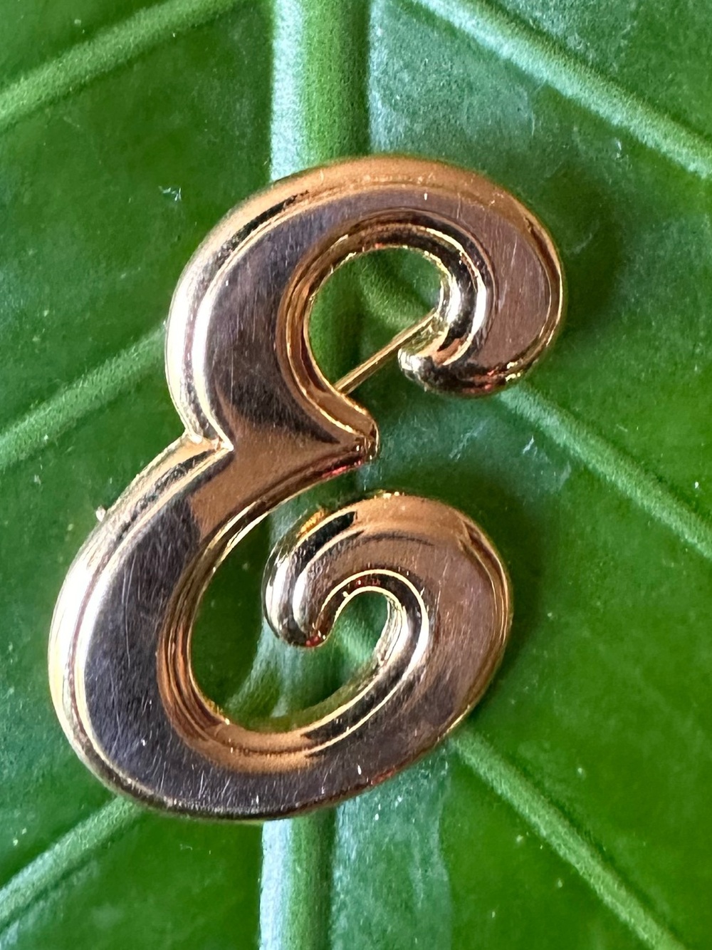 Gold Script E Ampersand Pin